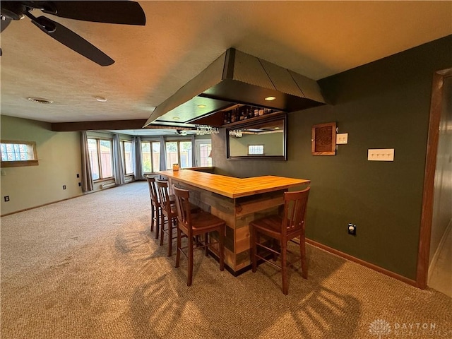 4220 Sillman Pl, Kettering, OH 45440 - indoor dry bar with carpet flooring and ceiling fan