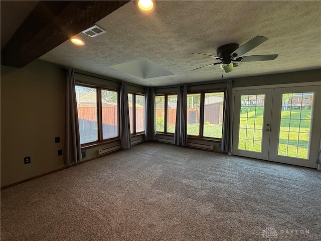 4220 Sillman Pl, Kettering, OH 45440 - unfurnished sunroom featuring french doors, carpet floors, a textured ceiling, and recessed lighting