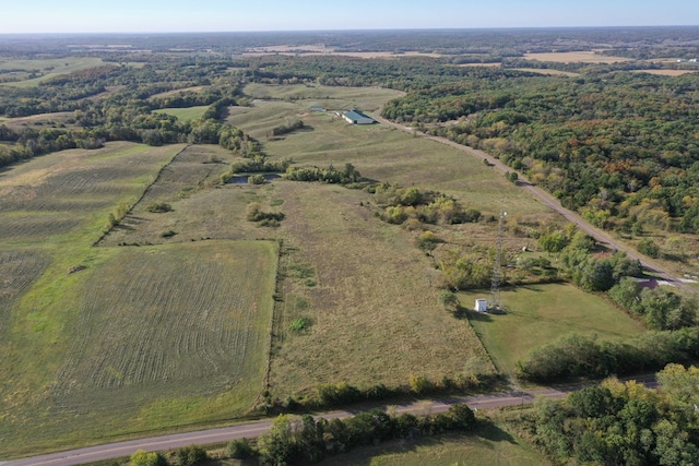 drone / aerial view with a rural view