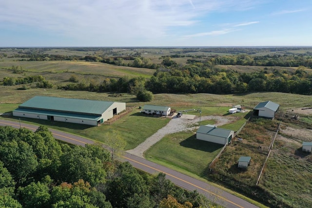 aerial view featuring a rural view