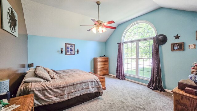 26484 State Highway 3, Kirksville, MO 63501 - carpeted bedroom with vaulted ceiling and ceiling fan