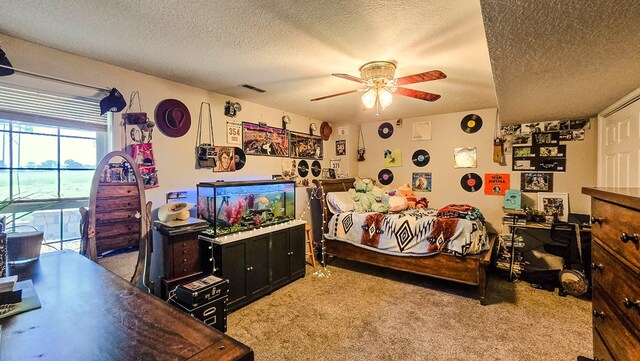 26484 State Highway 3, Kirksville, MO 63501 - bedroom featuring light carpet, a textured ceiling, access to outside, and a ceiling fan