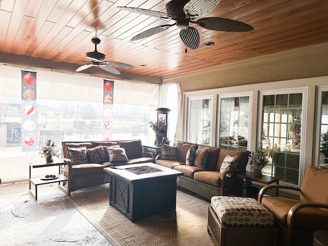 view of patio / terrace featuring an outdoor living space with a fire pit