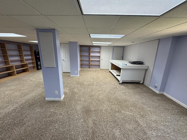 20858 Oak View Trl, Kirksville, MO 63501 - finished basement with carpet, built in shelves, and a drop ceiling