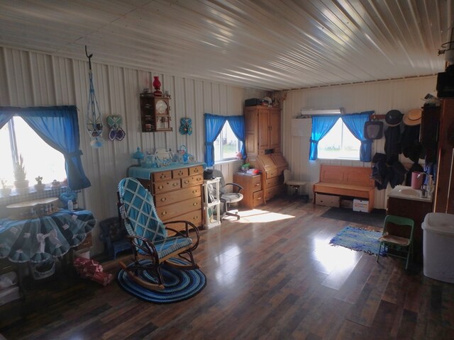 living area featuring hardwood / wood-style flooring