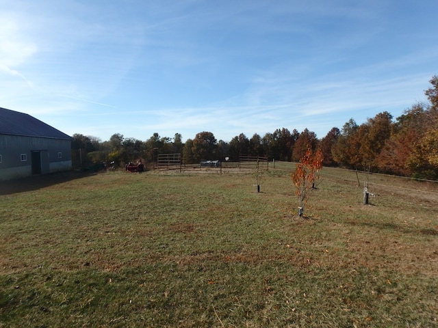 view of yard with a rural view