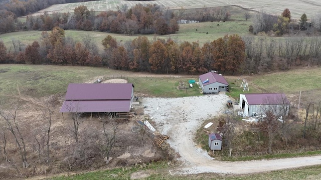 bird's eye view featuring a rural view