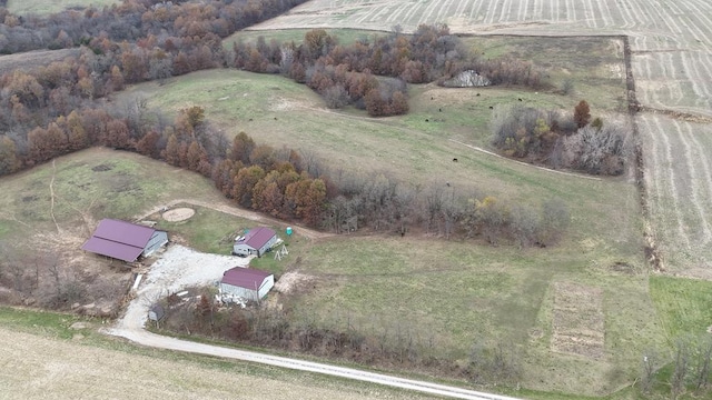 drone / aerial view with a rural view