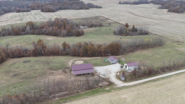 drone / aerial view with a rural view