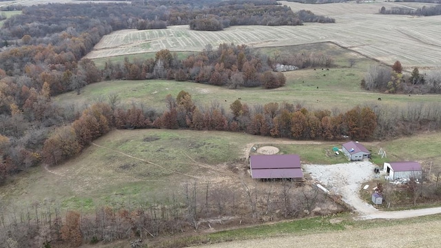 aerial view featuring a rural view