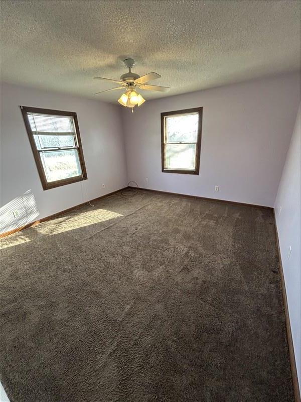 803 Coates St, Macon, MO 63552 - carpeted empty room featuring a wealth of natural light, ceiling fan, and a textured ceiling