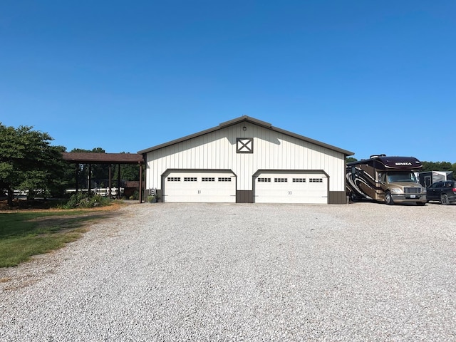 view of detached garage