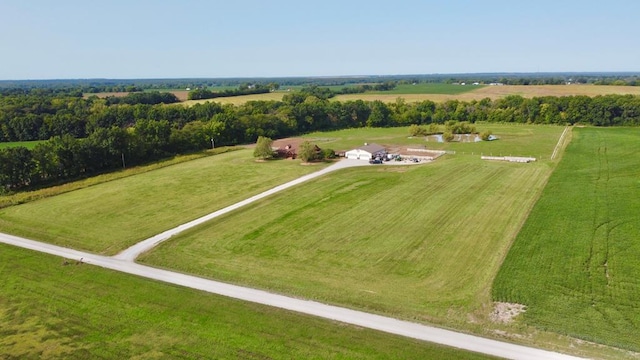 bird's eye view with a rural view