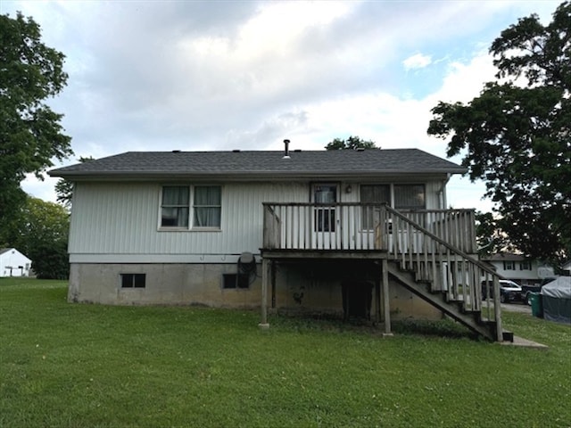 1201 Maffry St, Macon, MO 63552 - back of house featuring a lawn, stairs, and a deck