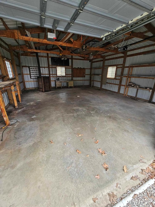 garage with a garage door opener