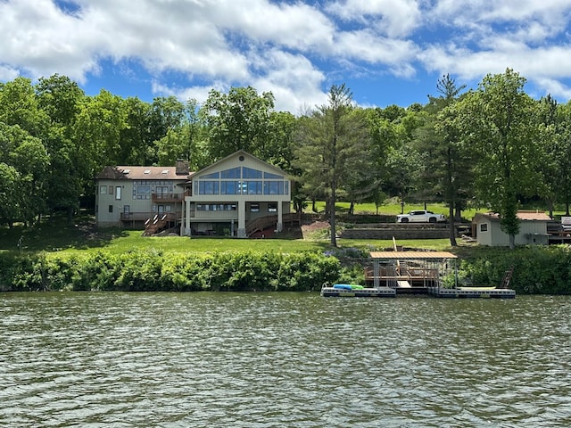 26672 Spring Lake Trl, Kirksville, MO 63501 - water view featuring stairs and a floating dock