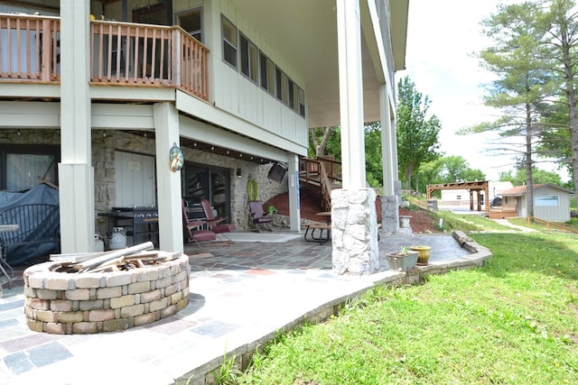 26672 Spring Lake Trl, Kirksville, MO 63501 - view of patio featuring an outdoor fire pit