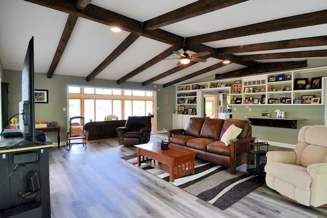 26672 Spring Lake Trl, Kirksville, MO 63501 - living room with baseboards, wood finished floors, and ceiling fan