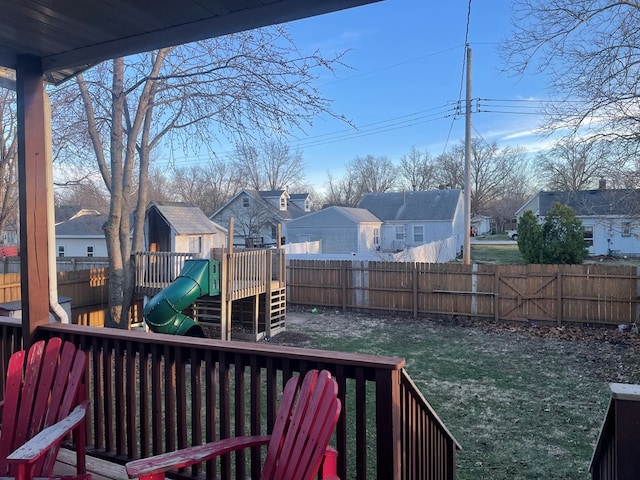 814 E Normal St, Kirksville, MO 63501 - view of yard with a residential view, a playground, and a fenced backyard