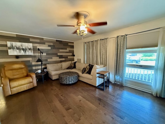 33 Overbrook Dr, Kirksville, MO 63501 - living area with a ceiling fan, wood finished floors, and crown molding