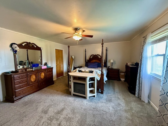 33 Overbrook Dr, Kirksville, MO 63501 - bedroom with carpet, ceiling fan, crown molding, and baseboards