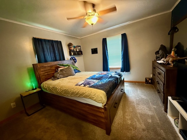33 Overbrook Dr, Kirksville, MO 63501 - bedroom featuring carpet floors, crown molding, baseboards, and ceiling fan