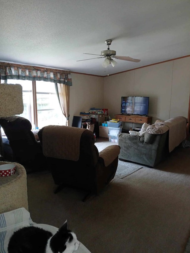 living room featuring ceiling fan