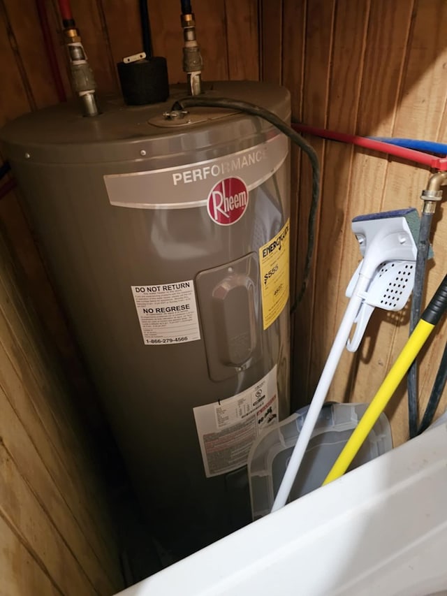 utility room featuring electric water heater