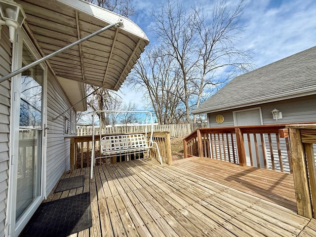 deck featuring fence