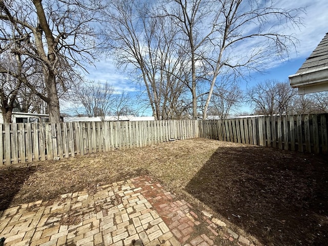 view of yard with a patio area and a fenced backyard