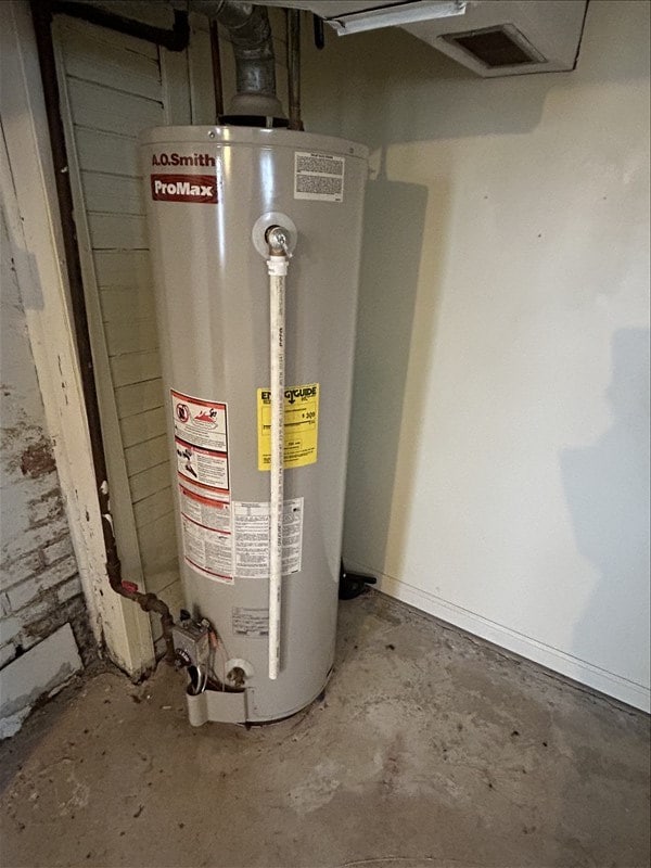 utility room featuring gas water heater