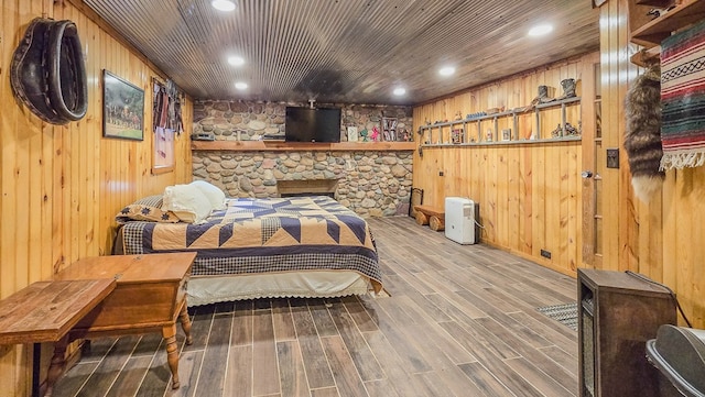 26831 State Highway 11, Kirksville, MO 63501 - bedroom with wooden walls, wood ceiling, and wood finished floors