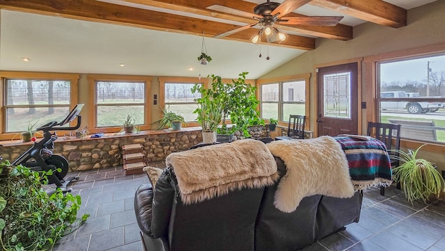 26831 State Highway 11, Kirksville, MO 63501 - sunroom with vaulted ceiling with beams, a healthy amount of sunlight, and recessed lighting