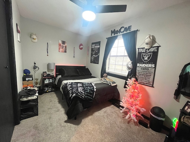 bedroom with carpet and ceiling fan