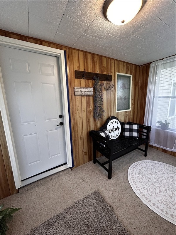 1617 N Church St, Marceline, MO 64658 - carpeted foyer with wood walls