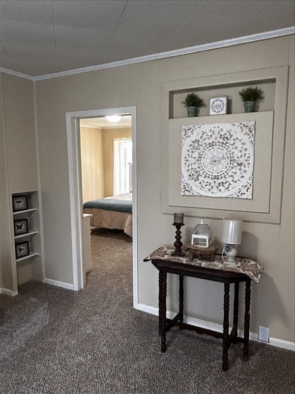 1617 N Church St, Marceline, MO 64658 - corridor featuring ornamental molding and carpet flooring