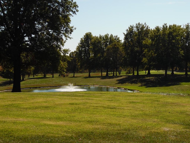 view of property's community featuring a yard and a water view