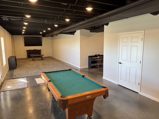 game room featuring billiards