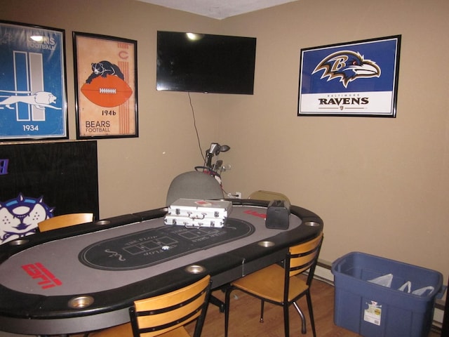 recreation room featuring hardwood / wood-style floors