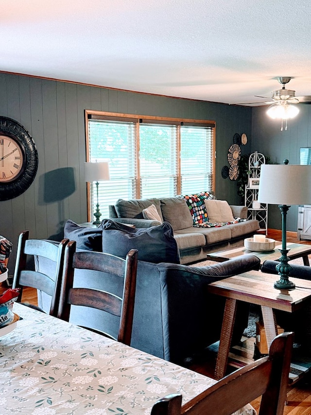 609 E Clark St, La Plata, MO 63549 - living room with wood finished floors and a ceiling fan
