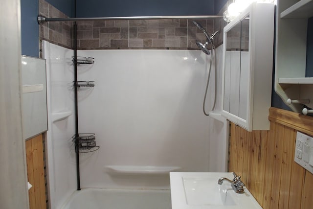 bathroom featuring walk in shower