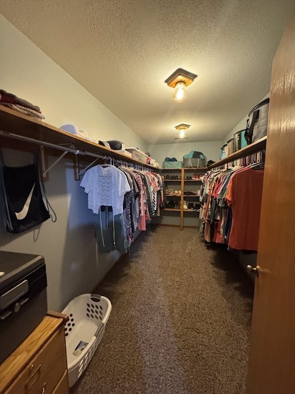 spacious closet with dark carpet