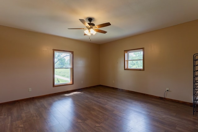 25340 SW Blvd, Bevier, MO 63532 - empty room featuring plenty of natural light, a ceiling fan, and dark wood-style flooring