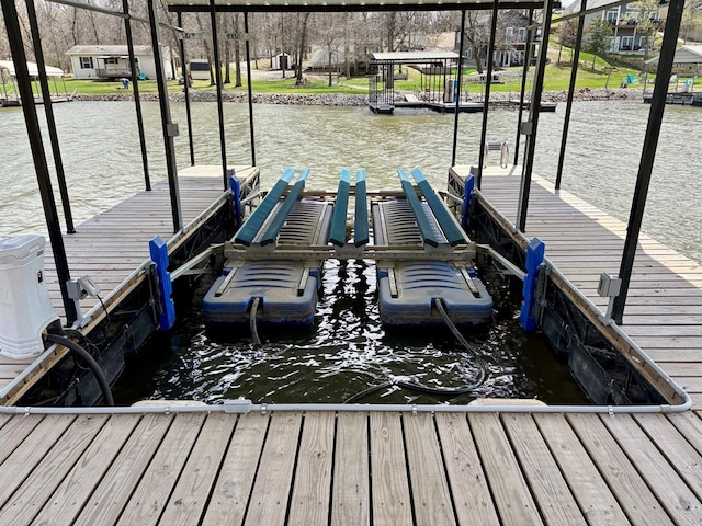 view of dock featuring a water view