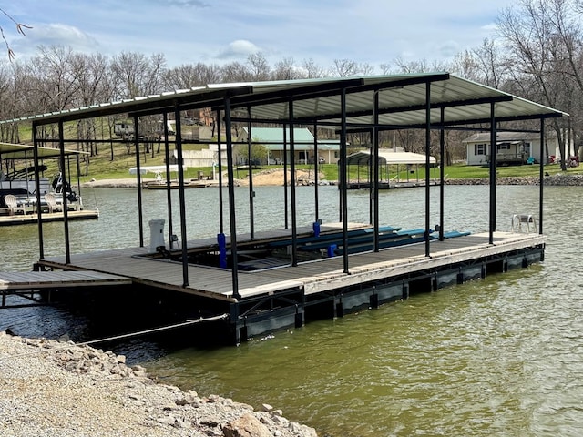 view of dock featuring a water view