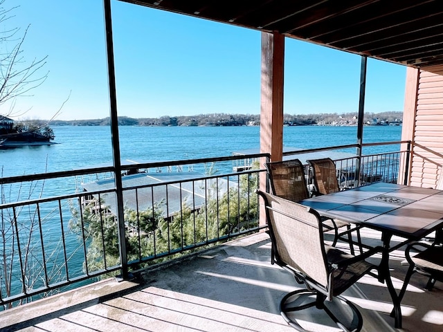 balcony with a water view