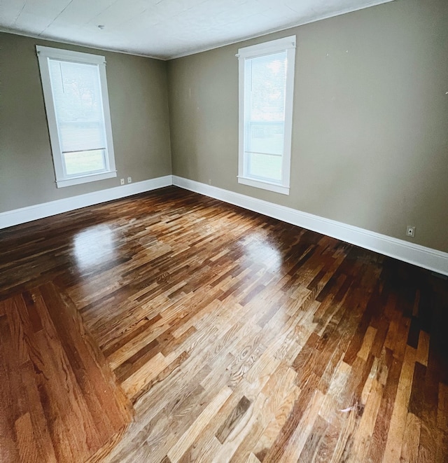 spare room with wood-type flooring