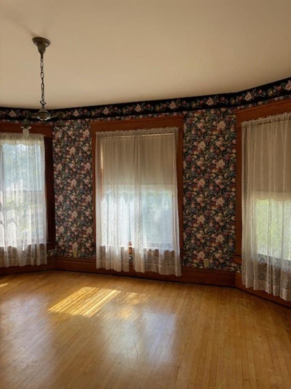 empty room with light hardwood / wood-style floors