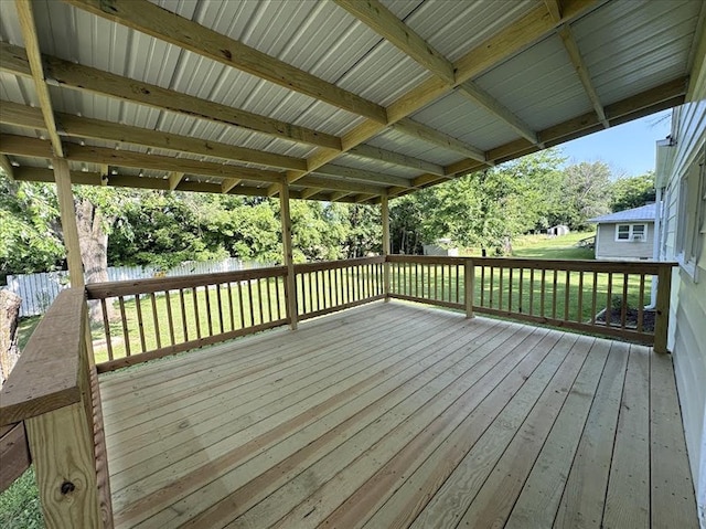201 N Wentz, Macon, MO 63552 - wooden deck with a yard and view of wooded area