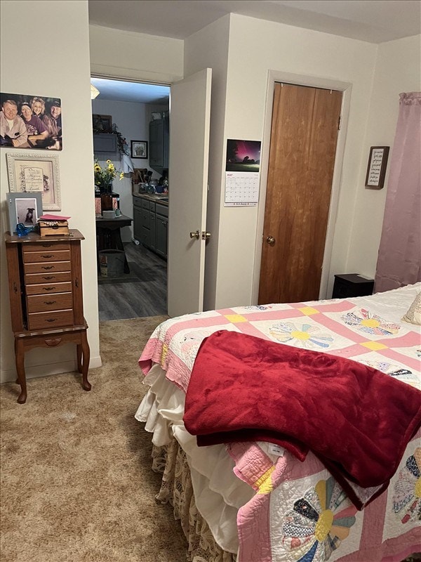 201 N Wentz, Macon, MO 63552 - bedroom with carpet floors and a wood stove